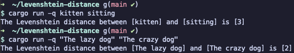 levenshtein output
